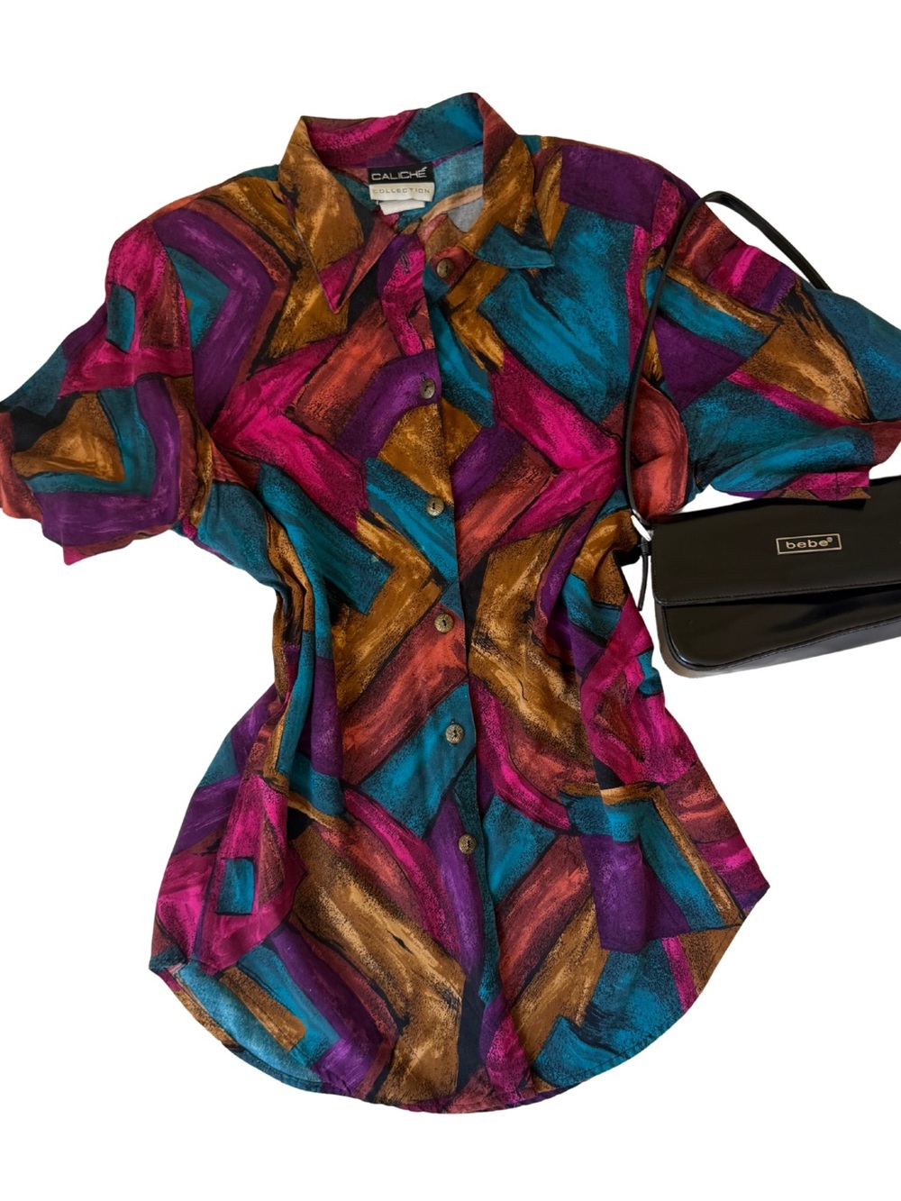 Multicolor Abstract Print Button-Up Blouse